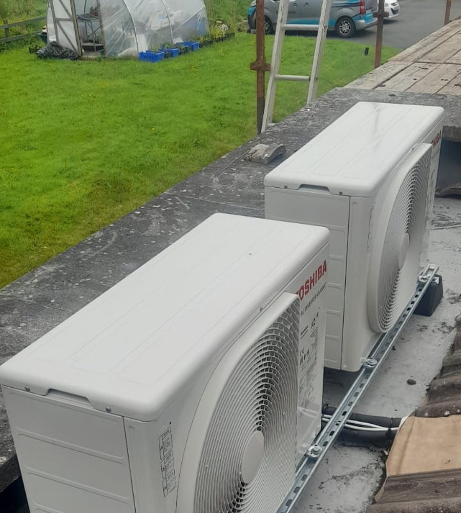 External A/C compressors installed on the roof of the nursing home